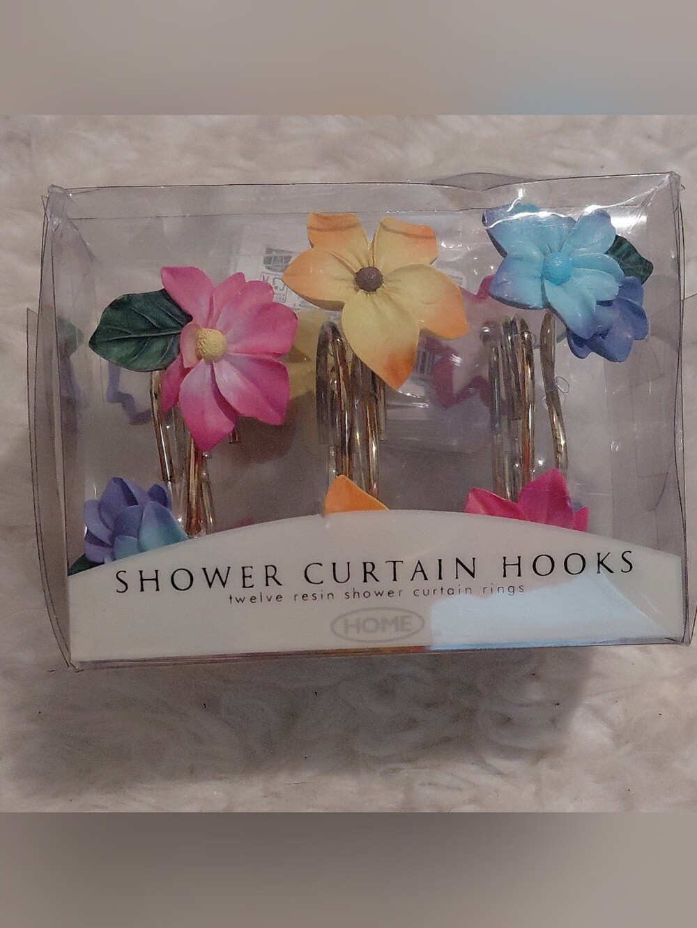 Multicolor Floral Shower Curtain Hooks - Set of 12